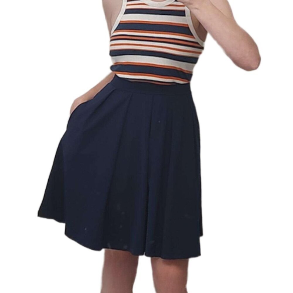 Cynthia Rowley navy twirl skirt with POCKETS! XS